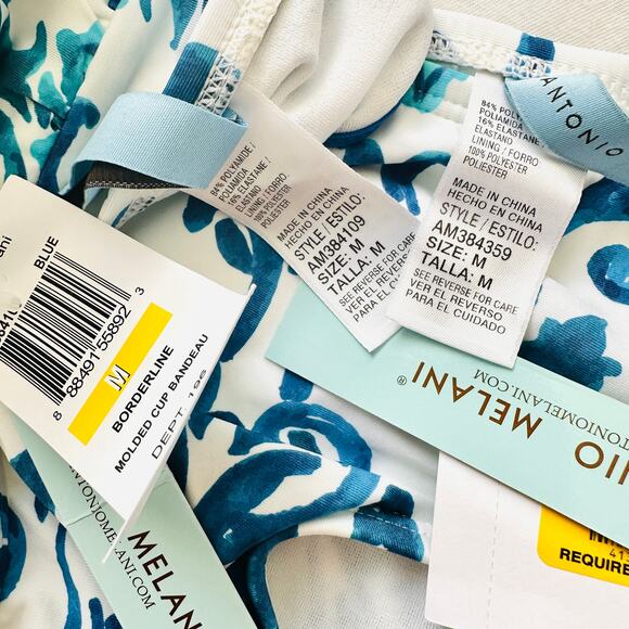 ANTONIO MELANI NWT Blue & White Mosaic 2 Piece Bikini Swim SET – Medium - Picture 3 of 5